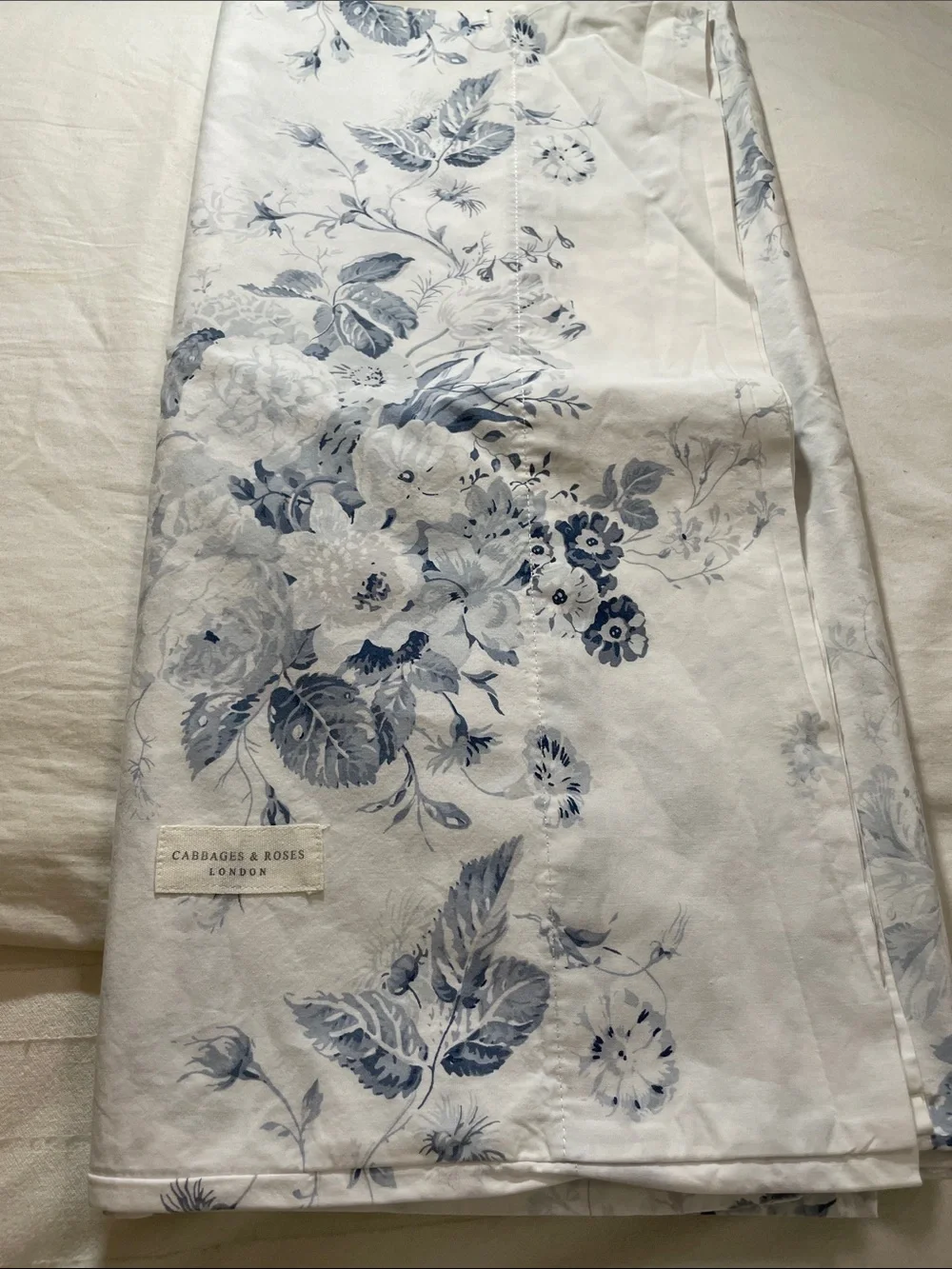 Cabbages & Roses Blue Floral 100% Cotton King pillowcases- Classic Floral Print
